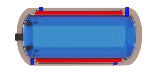 Bojler do podkowy dwupłaszczowy poziomy ERMET 250l z wyjściem na podkowę (dwupłaszcz + podkowa)