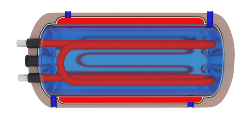 Bojler ERMET 120l poziomy dwupłaszczowy z wężownicą (2 źródła ciepła)